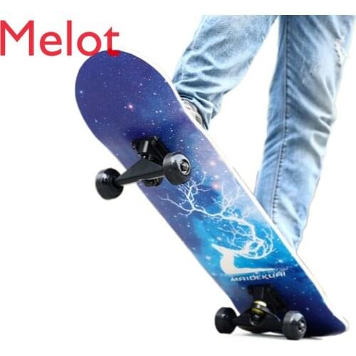 Skateboard Adult and Children Beginner Four-Wheel Professional Street Brush Board Scooter Long Board Twin Tips Teenagers