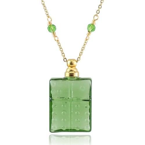 1PC Glass Perfume Bottle Necklace Essential Oil Aromatherapy Pendants Stainless Chain Cone Vial Jewerlry Women Gift