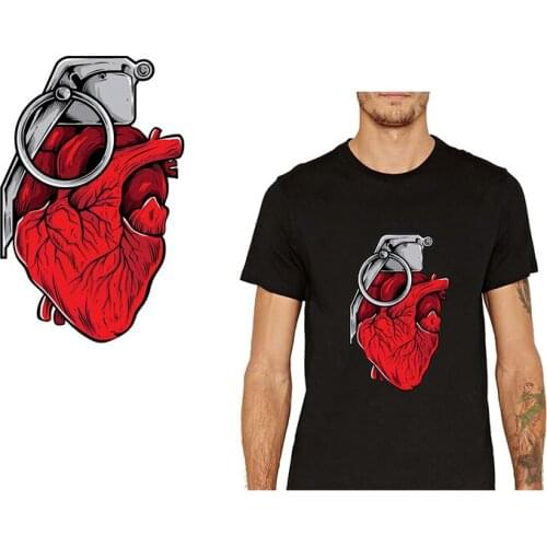 Punk Heart Iron-On Transfers Skull Heat Transfers PVC Patch For Clothes Summer Style Thermo-Stickers On Clothes T-shirt DIY