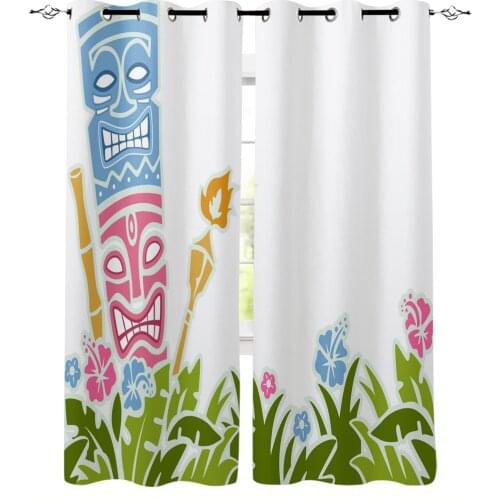 Totem Grimace Leaves Flowers Plant Cartoon Window Treatments Curtains Valance Window Blinds Bedroom Curtains Kids Room Decor