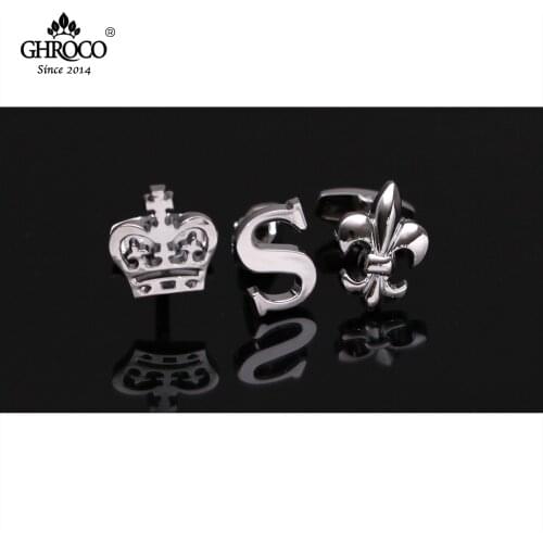 CHROCO High-Quality Exquisite Crown & Scout Flower & S Shape Cufflink Fashion Luxury Gift for Business Men Groom and Wedding
