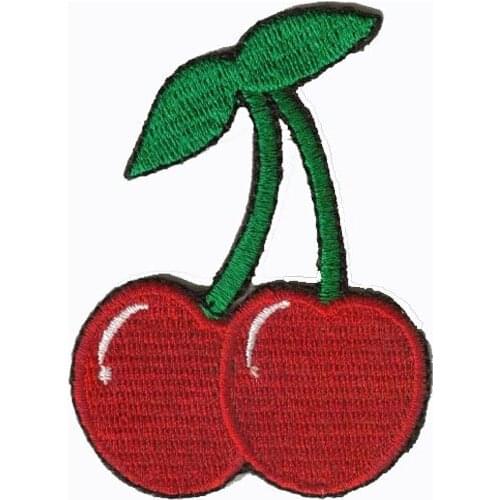 Custom High Quality Cherry Embroidery Patches Heat Cut Edge with Iron On Backing Welcome Customer Design MOQ50pcs Free Shipping