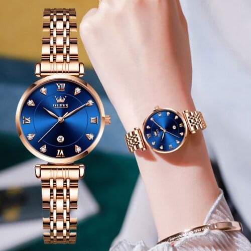 OLEVS Quartz Diamond Women Watch Top Brand Luxury Famous Dress Fashion Watches Ultra-thin Calendar Watch Relogio Feminino