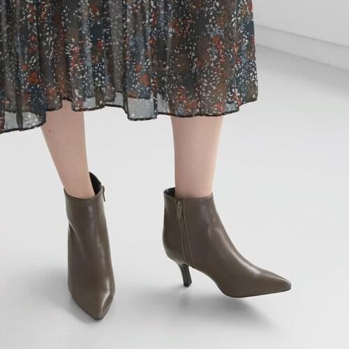 Women 2020 Autumn and Winter Boots Sexy High Heels Boots 6cm/8cm Thin Heel Short Boots Zip Formal Wear Shoes Size 33-42