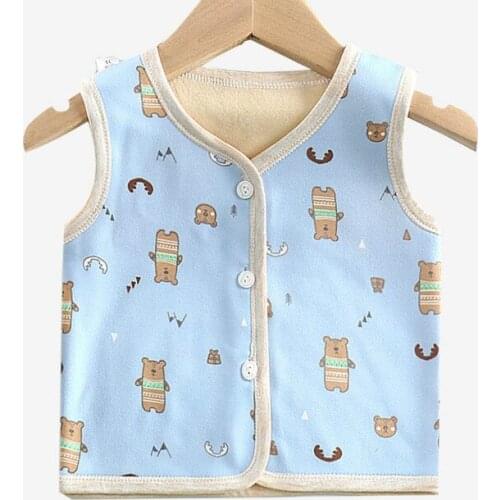 2019 Autumn Spring Winter Baby Girls Waistcoat Kids BearPrinted Thick Warm Vest Children Clothing 12M-7Years Girls Vest