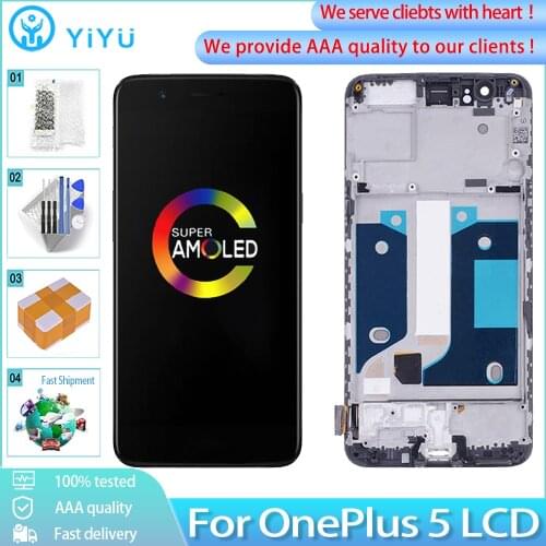 5.5" Orig LCD For Oneplus 5 LCD Display Touch Screen AMOLED Digitizer With Frame Replacement For One Plus 5 A5000 1+5 LCD Screen
