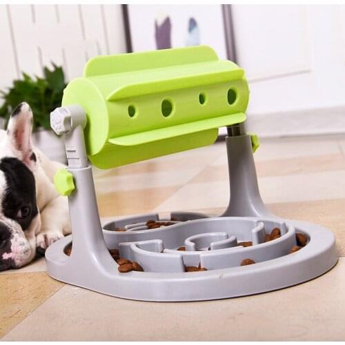 Pet Supplies Portable Adjustable Drum Type Puzzle Spill Slow Food Feeder Toy Cat Dog Food Bowl CW00014