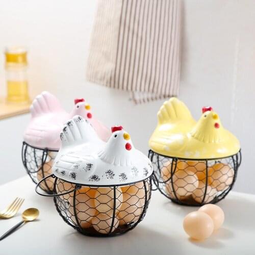 1Pc Creative Portable Chicken Shaped Egg Storage Basket Fruit Snack Container Kitchen Organizer