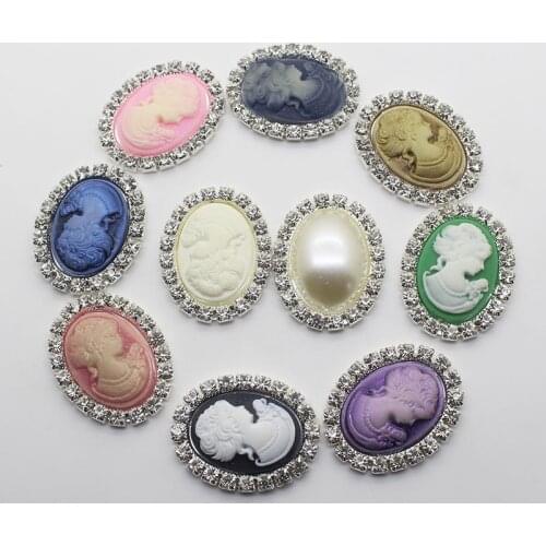 10 Pcs / Lot34 * 26mm Oval Rhinestone Buttons, Sewing Beauty Accessories, DIY Clothing Embellishment Buttons
