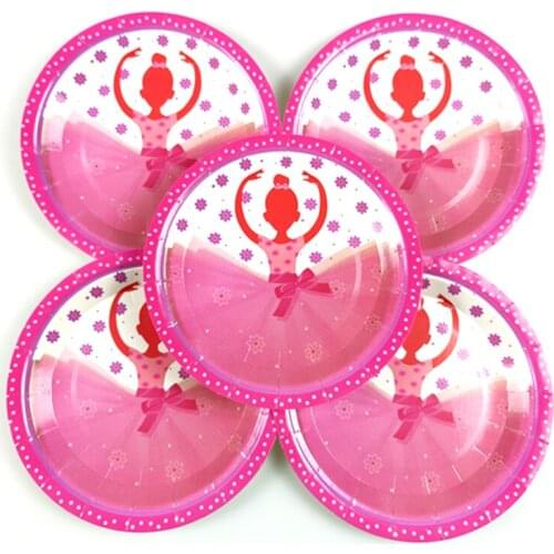10pcs/lot Baby Shower Decoration Ballet Girl Theme Plates Kids Girls Favors Dishes Birthday Events Party Tableware Supplies