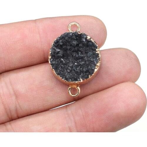 2pcs Natural Stone Crystal Agates Pendant Double Hole Connector Charm for Jewelry Making Necklace Bracelet Accessories 20x30mm