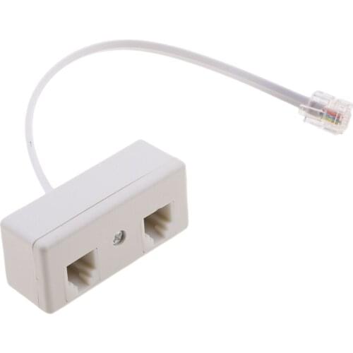 2-Way RJ11 US Telephone Plug to RJ11 Socket Adapter and Splitter for Landline Telephone