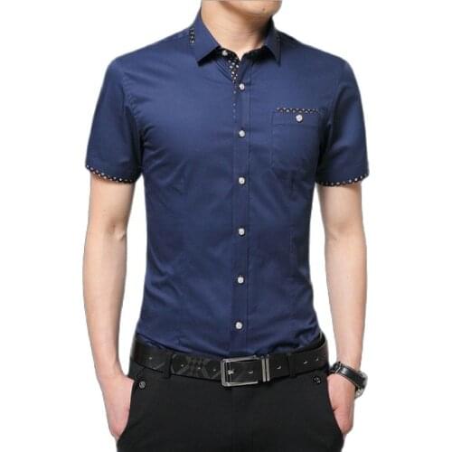 2021 Summer Mens Short-Sleeved Shirt Men Korean Version Fashion Slim Mens Casual Business Shirt 6 Colour Big Size 3XL 4XL 5XL