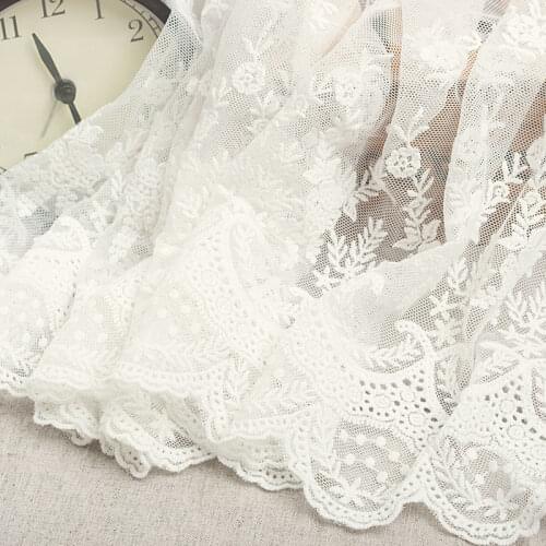 3Yard/Lot Exquisite Embroidery Mesh Lace Trim DIY handmade garment accessories lace fabric 26cm wide white black beige