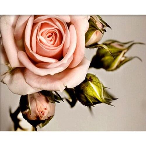 3D Diamond Mosaic Painting Sets Cross Stitching Pink Rose Flowers Vintage European Pictures square diamond Diy Needlework