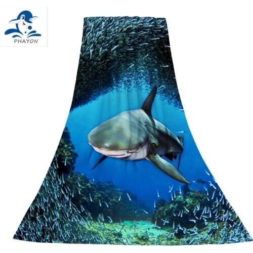 PHAYON Shark Print Bath Towel Bathroom Microfiber Seabed Animals Beach Towel Rectangle Yoga Mat 75cmx150cm Surf Robe Blanket