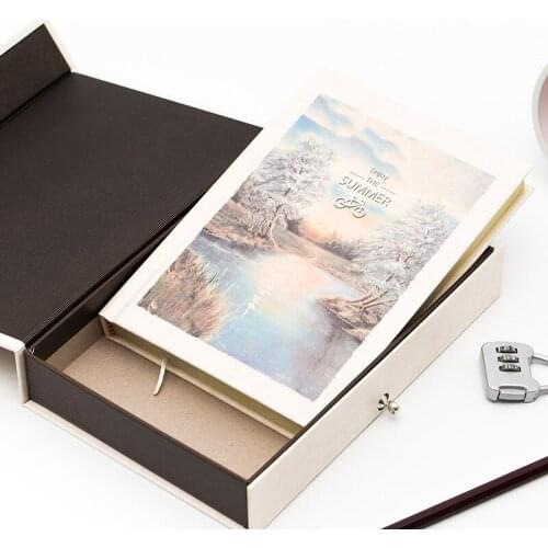 Password Book Notebook with Lock Child Secret Diary Adult Creative Literary Encryption Notebook Female Color Page Illustration