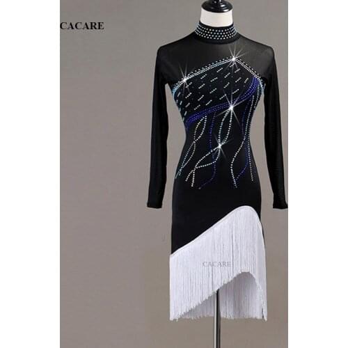CACARE Latin Dance Dress Women Sale Dress Latina Salsa Dance Competition Dresses Promotion D0952 Rhinestones Mesh Sleeve