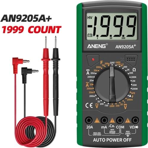 AN9205A+ Digital Multimeter AC/DC Ammeter Profesional Transistor Tester Electrical current Volt Tester Meter Auto Range Ture RMS
