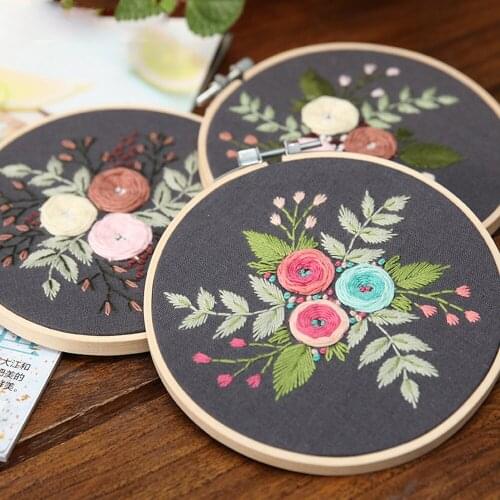 Flower Leaves Bouquet Embroidery Knitting Kits Sewing Cross Stitch Sets Beginner Handwork Material Package Decorative Paintings
