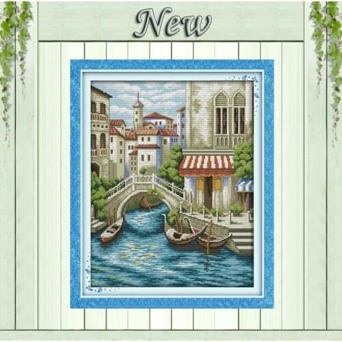 Europe architecture,Counted Printed on canvas DMC 11CT 14CT Cross Stitch kit,needlework Set embroider,Natural Scenery decoration