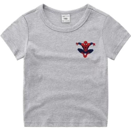 Disney New Casual Children T-shirt Fashion Solid Color Spiderman Print Tops Children Boys Girls Round Neck Short Sleeve Clothes