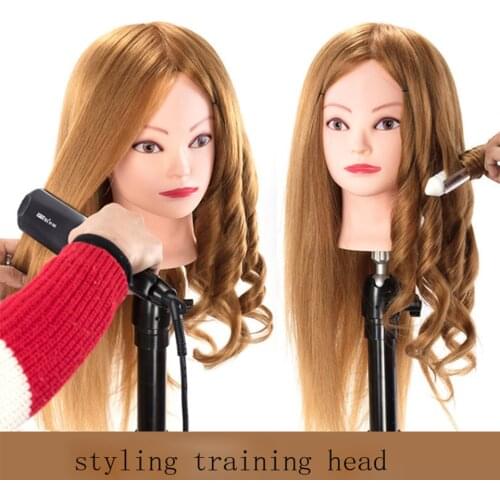 Aobocca Mannequin Training Head With 60 cm Long 85% Real Hair Styling Head Dummy Dolls Manikin Head For Hairdressers Hairstyles