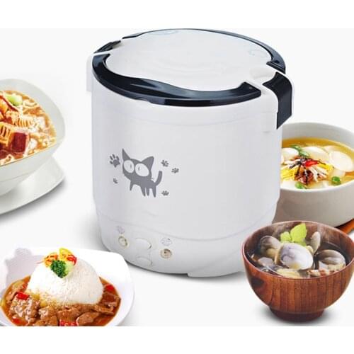 Mini Rice Cooker 1L Electric Water Food Heater Machine Lunch Box Warmer Portable Rice Cooker For House 220V /Car 12V /Truck 24V