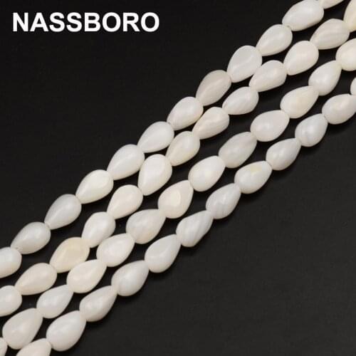 Fashion 4x7mm White Drop Shape Shells Beads Natural Stone Beads For Jewelry Bracelets Necklace Making Diy Handmade Gift