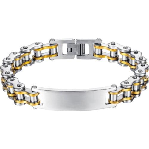 11mm 9'' European American trendy men hiphop titanium steel bracelet personality versatile motorcycle chain ID bracelet bangle