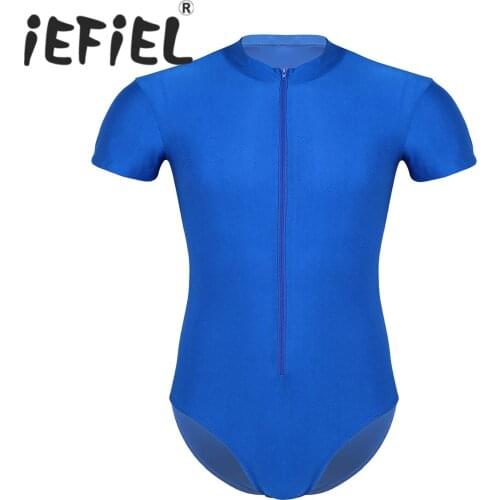 Male Mens Short Sleeve Leotard Bodysuit One Piece Dance Bodysuits For Male Dancers And Gymnasts Ballet Performance Dancewear