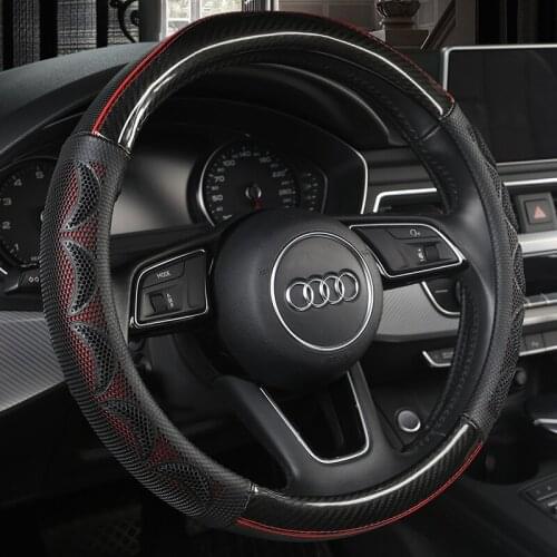 38CM PU Leather Sport Car Steering Wheel Cover Non-slip for Audi A1 8X A2 A3 A4 A5 A6 Avant Auto Accessories