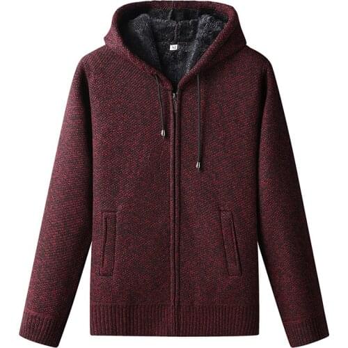Autumn/winter fleece thick warm wool sweater coat casual hooded large size zipper cardigan fashion brand mens wear