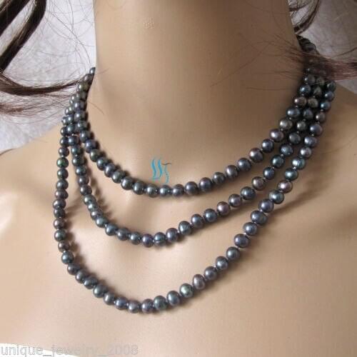 50" 5-6mm Peacock Cultured Freshwater Pearl Strand Necklace Off Round Jewelry