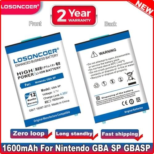 LOSONCOER 1600mAh SP Rechargeable Lithium-ion Battery for Nintendo GBA SP GBASP High Quality Gameboy SP/NDS Battery