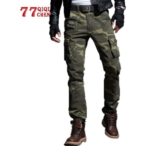 Casual Joggers pants men military tactical camo pant slim pantalones hombre 100% Cotton cargo Spring Multi-pocket trousers male
