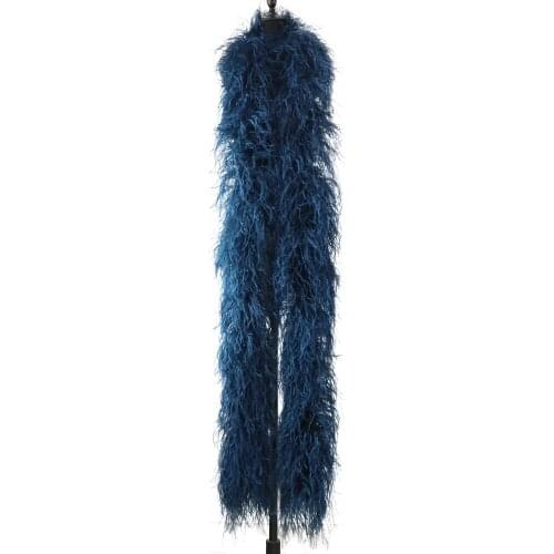 3meter Fluffy Navy Ostrich boa 12ply Wedding Party Dresses Decoration soft feather Ribbon Crafts/shawl/scarf feathers wholesale