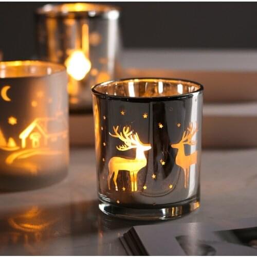 Christmas Reindeer Sandalwood Candle Cup | Wood Wicked Scented Candle | 5.6 oz 32 Hour Burning Soy Scented Candle Glass Jar