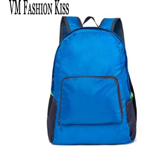 VM FASHION KISS Unisex Folding Waterproof Nylon Backpack Women Men Soild Lattice Travel Portable Folding Backpacks Mochila