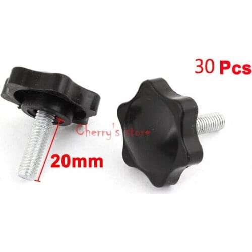 Most Favorable Wholesale Price 30 Pcs/lot M6 x 20mm Male Thread 28mm Star Head Clamping Knob Black