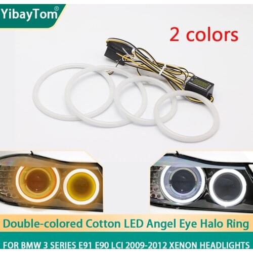 SMD Cotton Light Switchback LED Angel Eye Halo Ring DRL Kit For BMW 3 Series E91 E90 LCI 2009-2012 Xenon headlights accessories