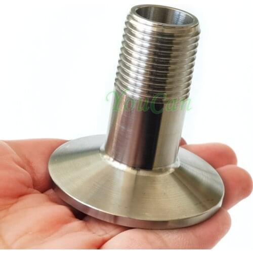 1/4" 3/8" 1/2" 3/4" 1" BSPT Male Thread Tri Clamp Ferrule Coupler Connector SS 304 Stainless Steel Sanitary Pipe Fittings