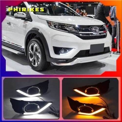 LED Daytime Running Light For Honda BR-V BRV 2015 - 2018 2019 Waterproof 12V Yellow Turn Signal Indicator Light Bumper LED DRL