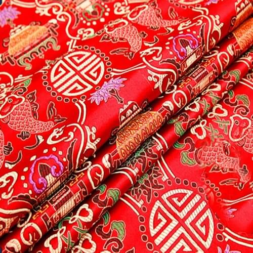 High quality Metallic Jacquard Brocade Fabric, silk nylon 3D jacquard fabric for Coat Dress table cloth decorative DIY patchwork