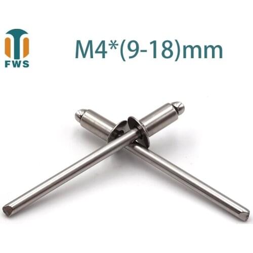 10 PCS M4*(9-18)mm Stainless Steel Countersunk Head Break Mandrel Blind Rivet Nail Pop Rivets for Furniture Car Aircraft