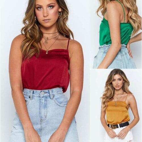 Women Thin Satin Solid Camisole 2021 Summer Silk Shiny Tank Tops Female Sexy Straps Basic Top Chiffon Sleeveless Slim Camis Vest