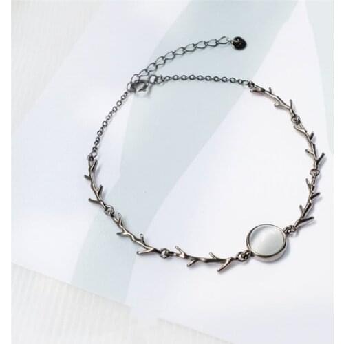 Sole Memory Black Branches Gray Crystal Art Fresh 925 Sterling Silver Female Resizable Bracelets SBR260