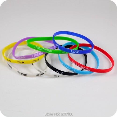 100x Mixed 5mm Multicolor Silicone Bracelet Wristband Fashion Jewelry