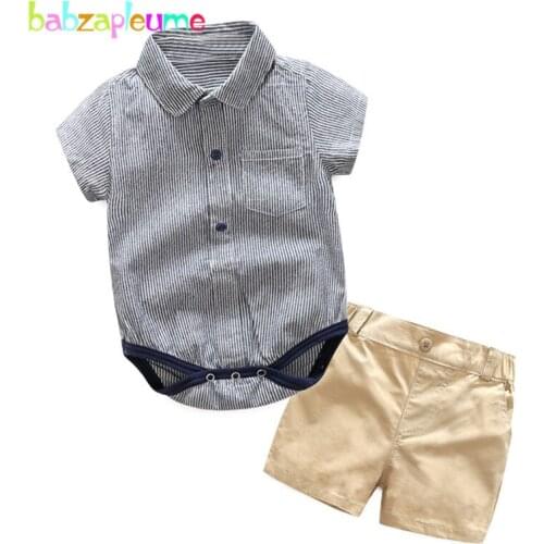 2Piece/3-24Months/Summer Baby Boys Clothes Fashion Stripe T-shirt+Shorts Newborn 1st Birthday Outfit Infant Clothing Sets BC1215