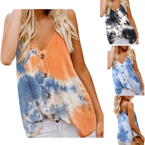 2021 Summer The New Casual Stylish Comfortable Womens Summer Breasted Sexy Tank Tops V-Neck And Printed Casual Sleeves Tops